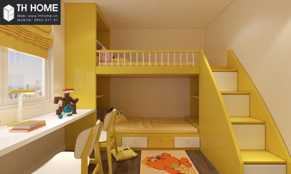 Căn phòng ngủ căn hộ goldsilk complex sử dụng giường tầng để tiết kiệm diện tích