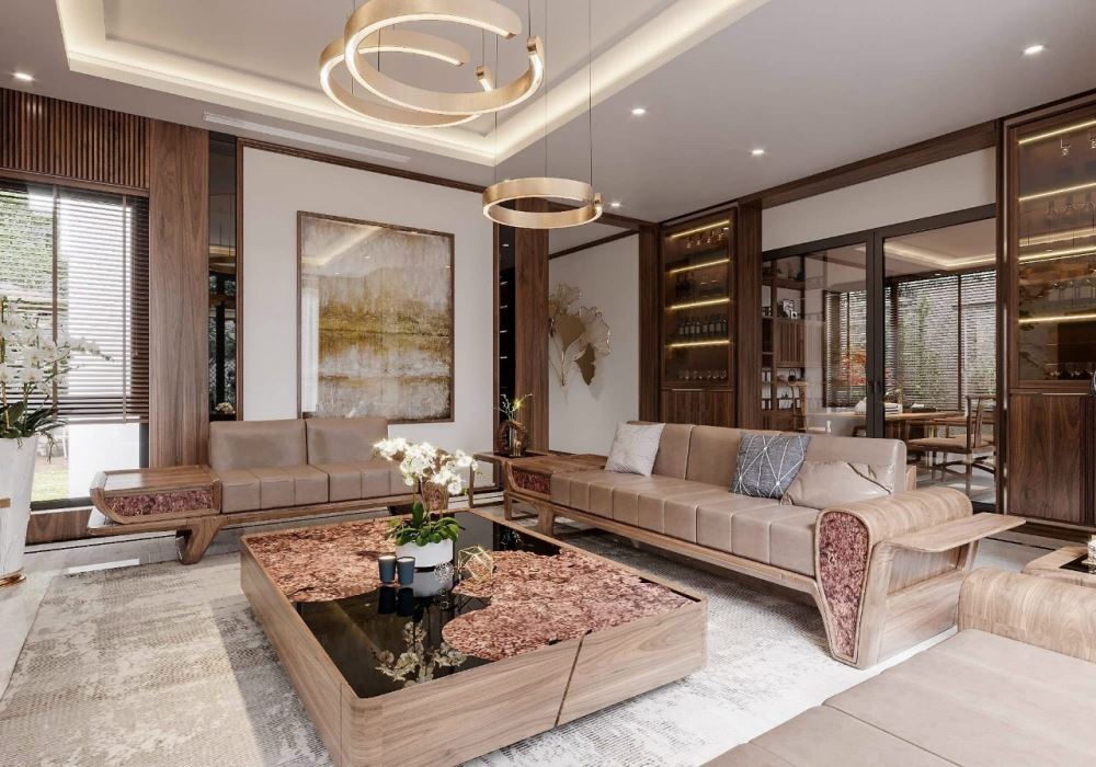 Sofa gỗ óc chó - sự lựa chọn nâng tầm đẳng cấp phòng khách ngôi nhà bạn