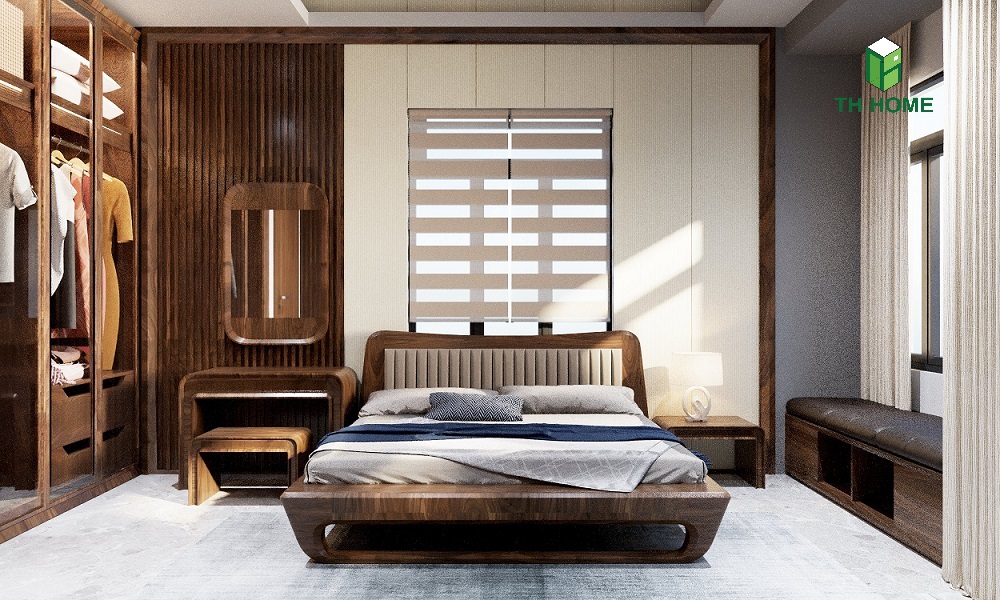  thiết kế nội thất gỗ óc chó cho phòng ngủ thoải mái