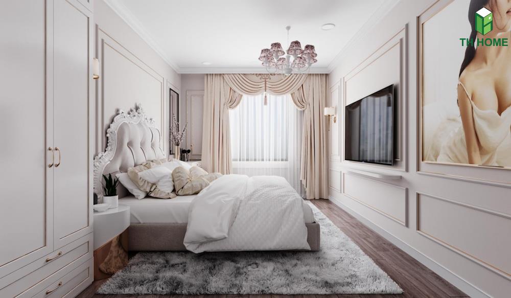 Phòng ngủ Master tại nhà đẹp chung cư tân cổ điển mang đậm nét đặc trưng của phong cách này
