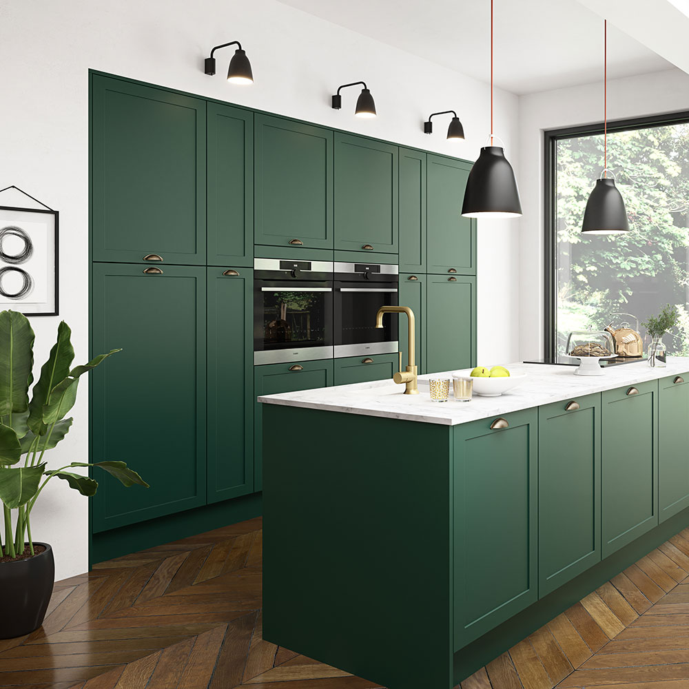 Mẫu thiết kế nội thất phòng bếp xanh