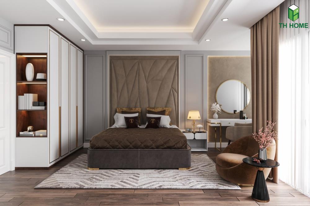 Phòng ngủ thứ ba thiết kế ấm cúng và thông thoáng, tạo không gian nghỉ ngơi thư giãn