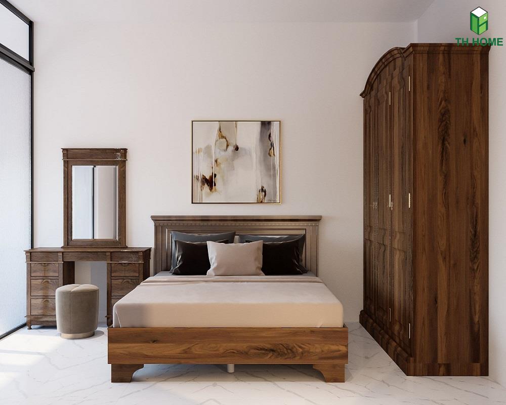 Bản vẽ thiết kế nội thất nhà đẹp Ngọc Hà với phòng ngủ chính đơn giản, ấm cúng