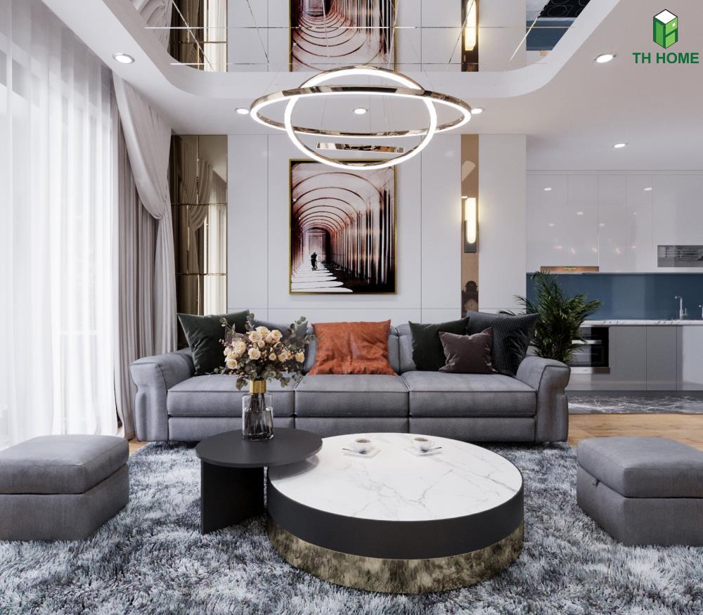 Thiết kế phòng khách với nội thất tinh tế và hiện đại