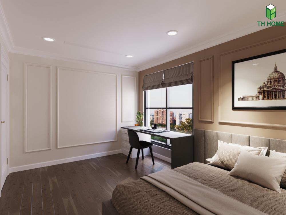 Thiết kế nội thất chung cư đẹp Sonata với phòng ngủ thông thoáng, rộng rãi