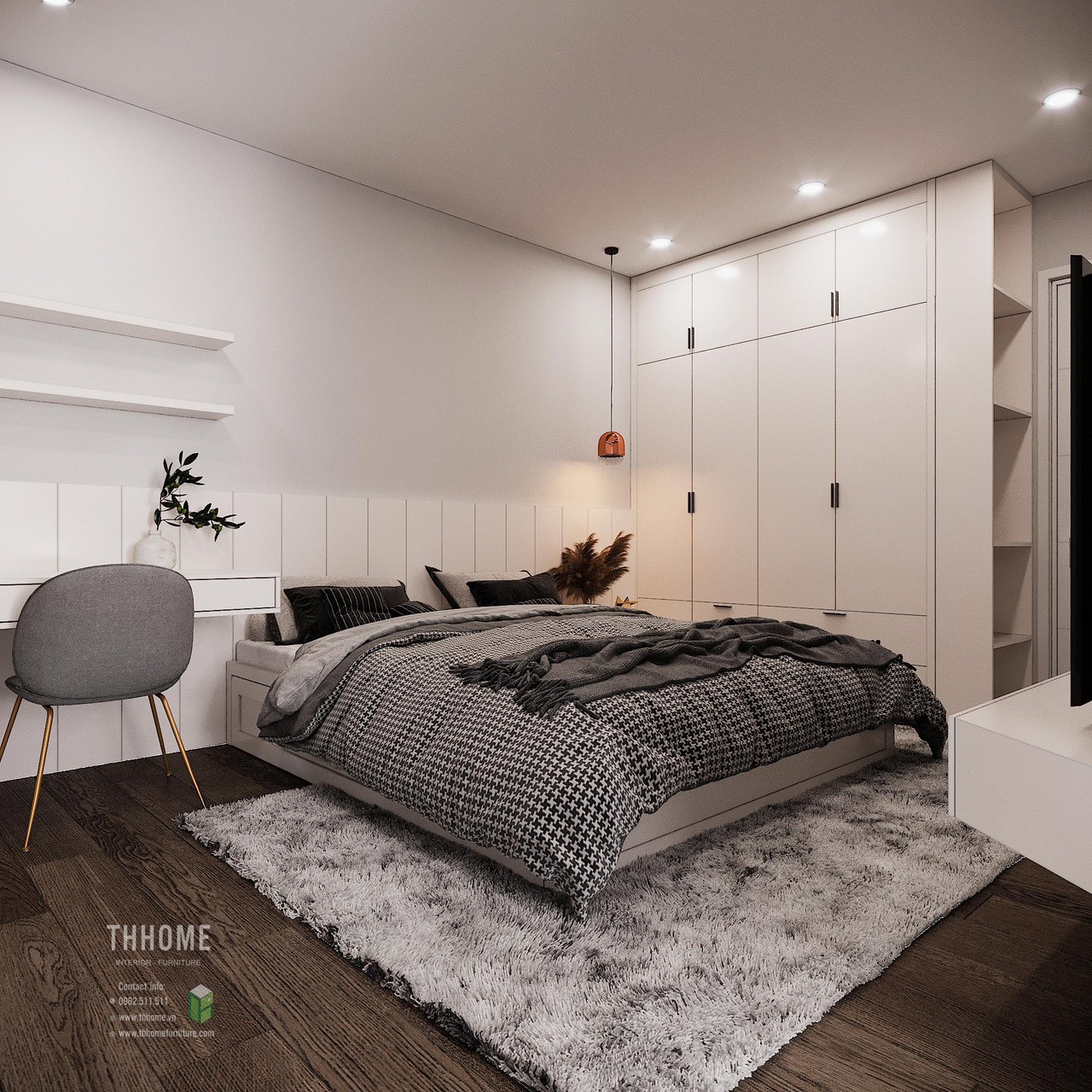 Phòng ngủ được thiết kế đơn giản nhưng là nơi được chú trọng nhiều nhất, đem đến không gian thoải mái cho sự nghỉ ngơi, thư giãn