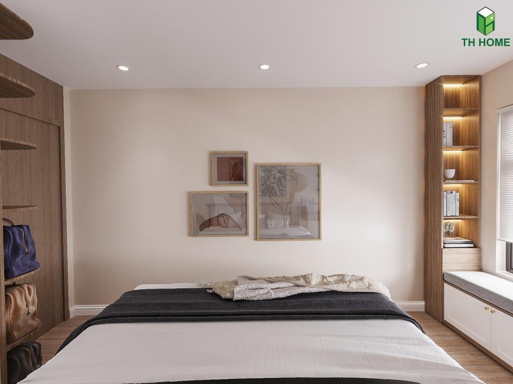 Không gian phòng ngủ được bày trí đơn giản nhất trong thiết kế nội thất chung cư