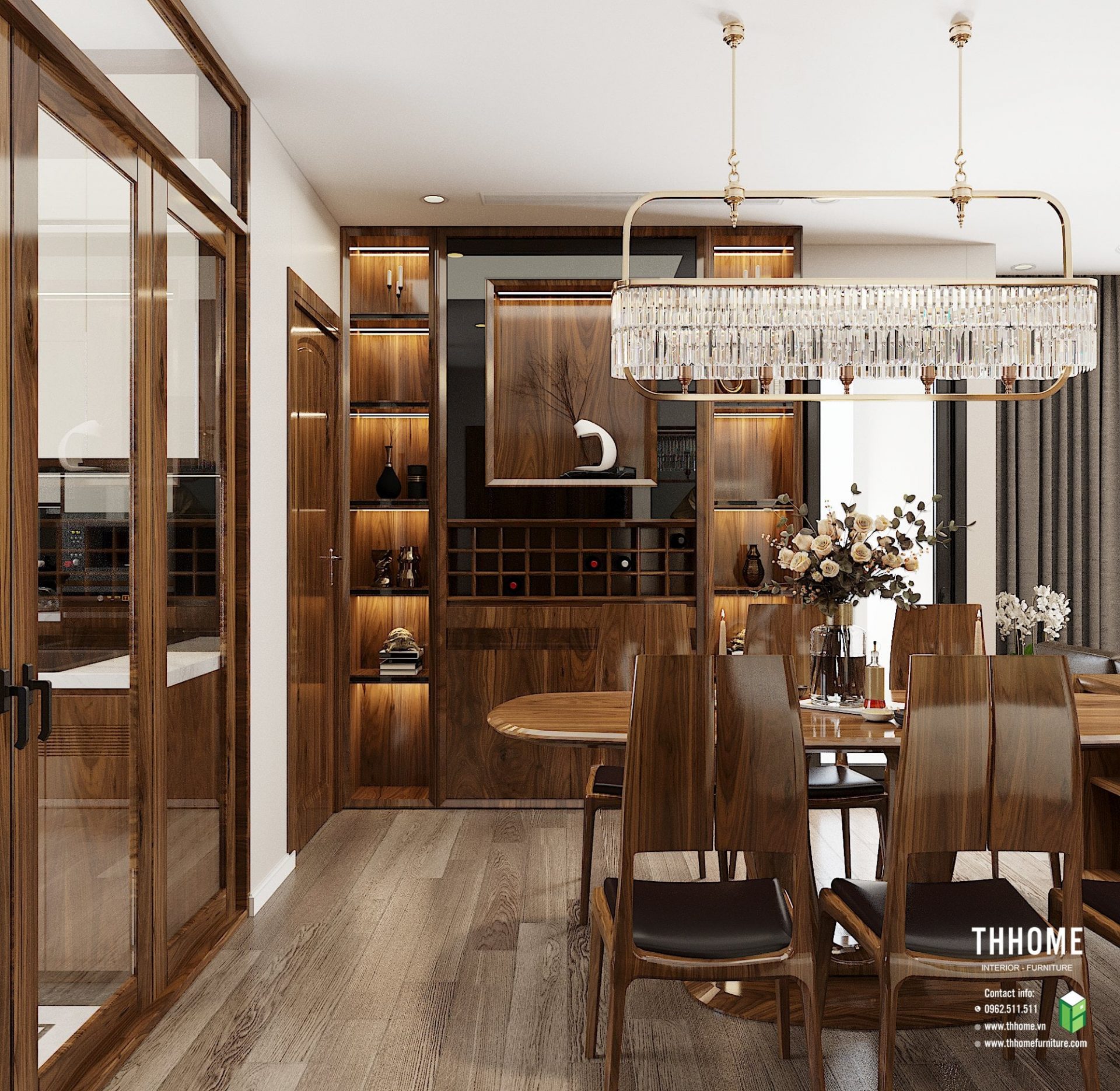 Phòng ăn đẹp mắt, tinh tế trong thiết kế nội thất chung cư Vinhomes GreenBay