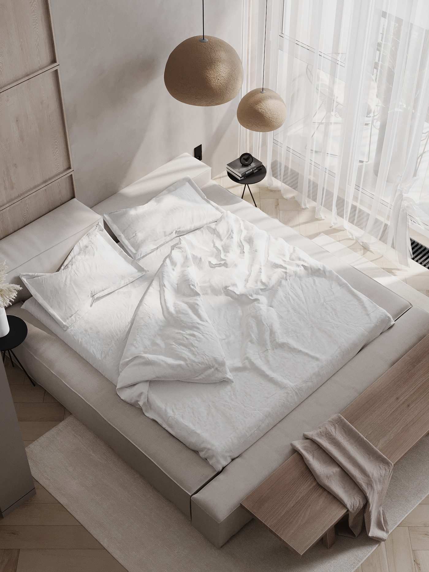 Gam màu trắng tinh khiết, thanh lịch, tinh tế tạo nên không gian phòng ngủ hoàn hảo