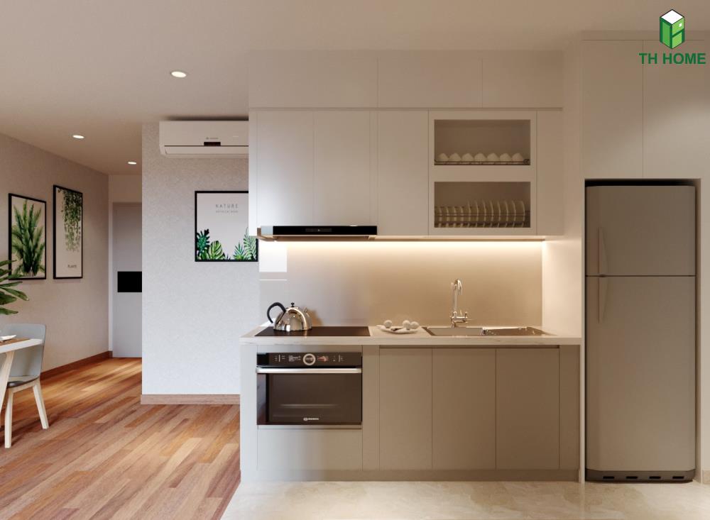 Khu vực phòng bếp tiện nghi với mức báo giá nội thất chung cư 60m2