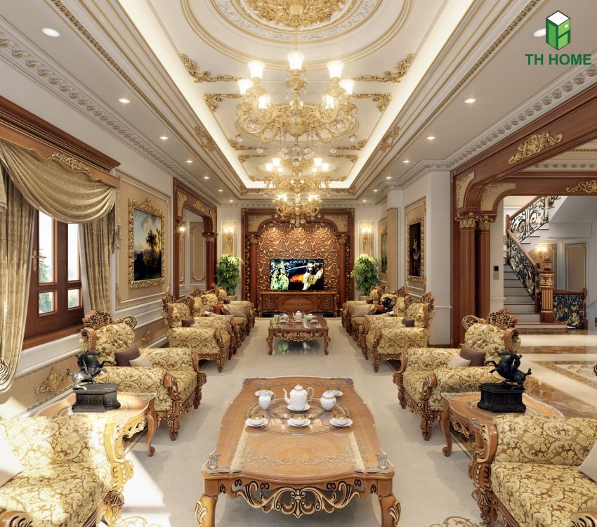 Phong cách cổ điển cho phòng khách sang trọng mang vẻ đẹp hoàng gia