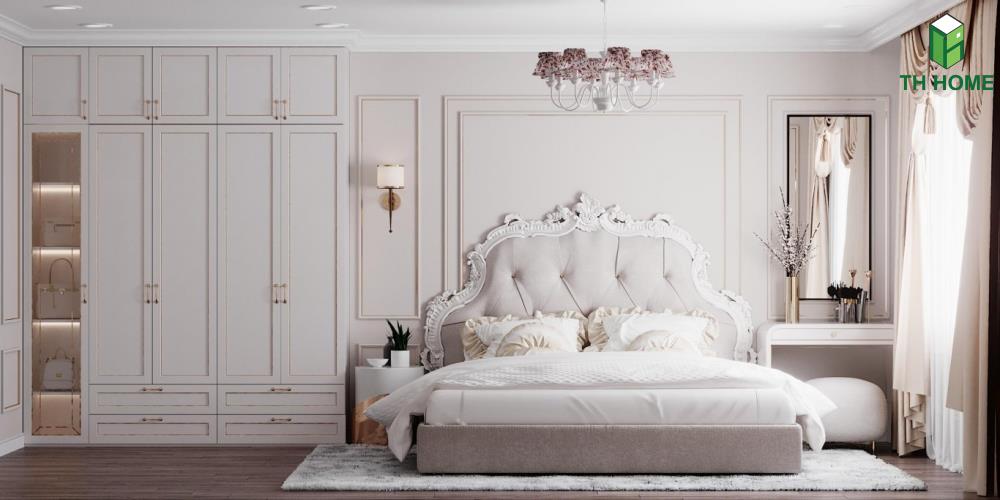 Phòng ngủ Master rộng rãi mang nét đẹp cổ điển cuốn hút của căn hộ cap cấp Kosmo