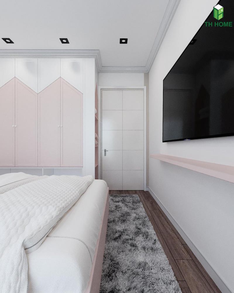 Phòng ngủ nhỏ với đầy đủ tiện nghi của căn hộ Kosmo