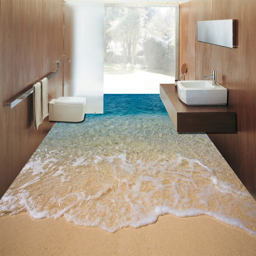 Một mẫu nội thất phòng tắm sử dụng gạch 3D