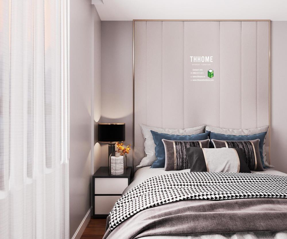 Phòng ngủ nhỏ thứ 3 tại căn nhà đẹp hiện đại Times Tower với tông trắng hồng dịu dáng