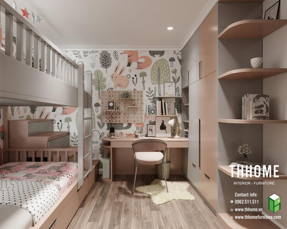 Phòng ngủ cho bé gái trong chung cư Platinum Residences nhà chị Giang