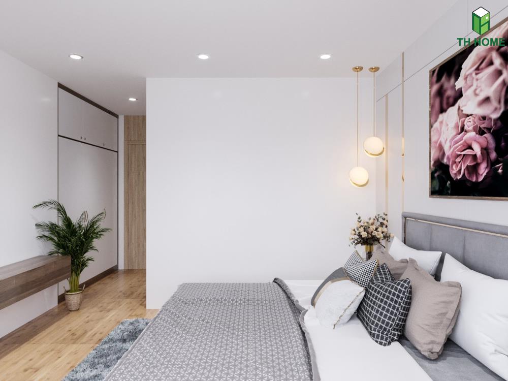 Phòng ngủ với tông màu trắng sáng dễ chịu tạo không gian nghỉ ngơi lý tưởng nhất