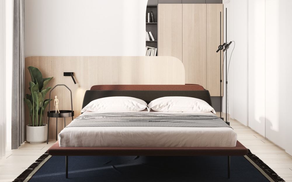 Giường ngủ chân cao khung kim loại đơn giản và thanh mảnh