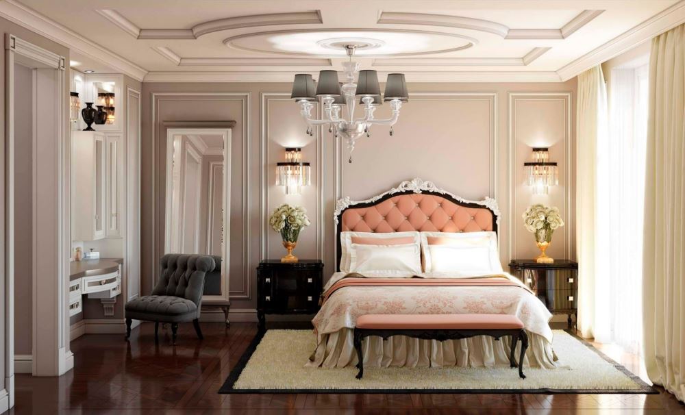 Giường ngủ gỗ tự nhiên phong cách tân cổ điển
